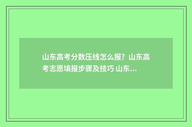 山东高考分数压线怎么报？山东高考志愿填报步骤及技巧 山东高考收分