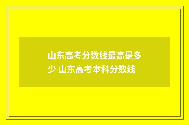 山东高考分数线最高是多少 山东高考本科分数线