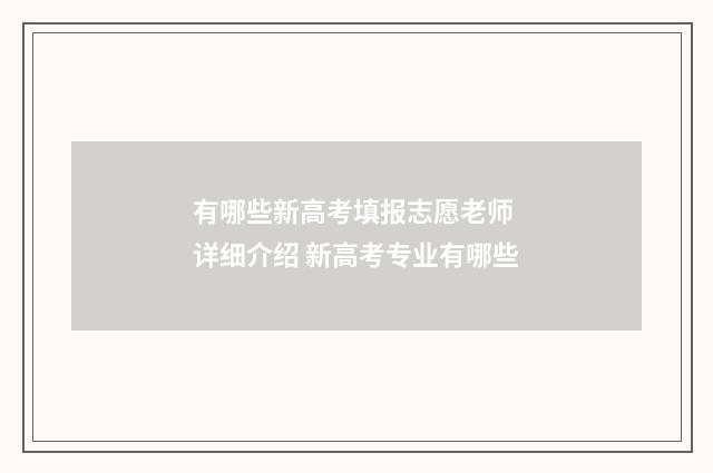 有哪些新高考填报志愿老师 详细介绍 新高考专业有哪些