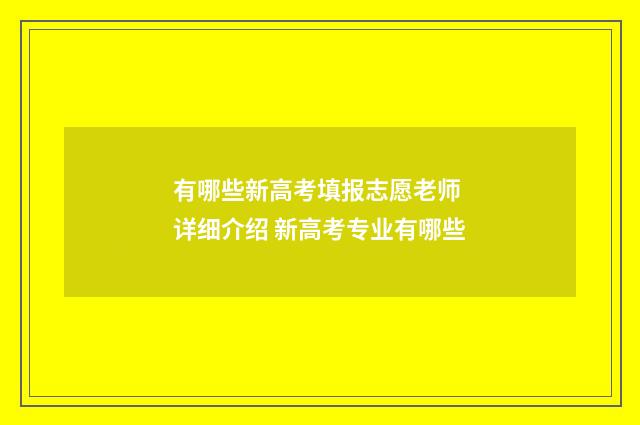 有哪些新高考填报志愿老师 详细介绍 新高考专业有哪些