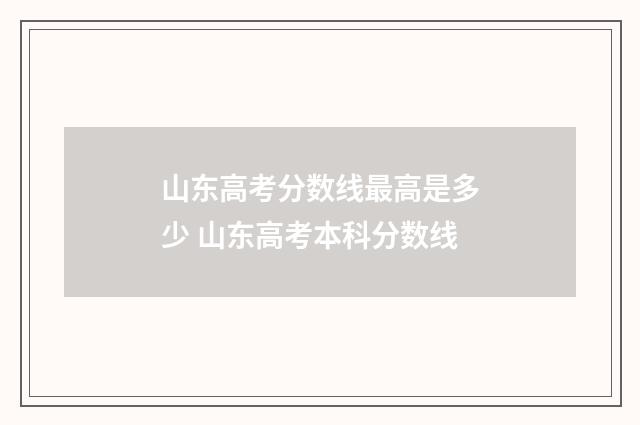 山东高考分数线最高是多少 山东高考本科分数线