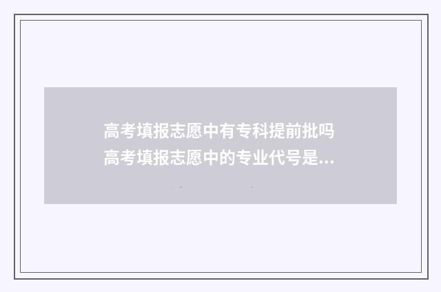 高考填报志愿中有专科提前批吗 高考填报志愿中的专业代号是什么
