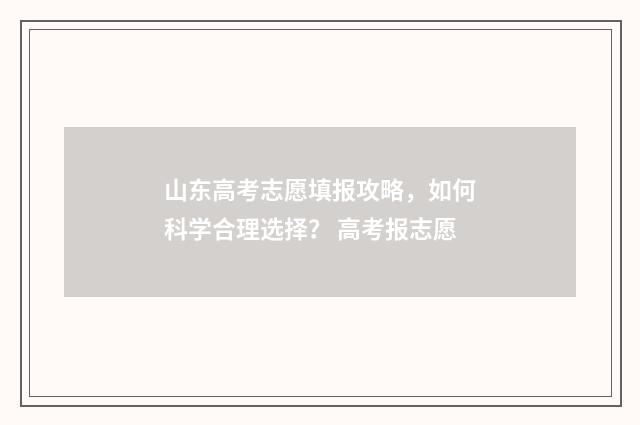山东高考志愿填报攻略，如何科学合理选择？ 高考报志愿