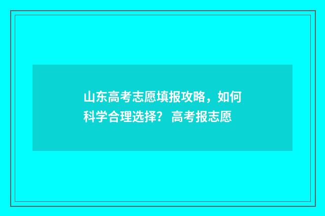 山东高考志愿填报攻略，如何科学合理选择？ 高考报志愿