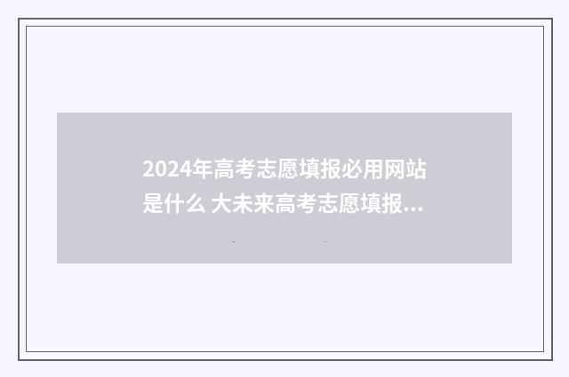 2024年高考志愿填报必用网站是什么 大未来高考志愿填报官网