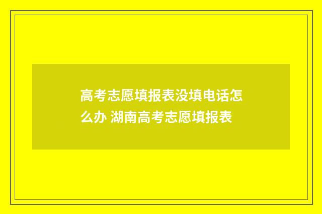 高考志愿填报表没填电话怎么办 湖南高考志愿填报表