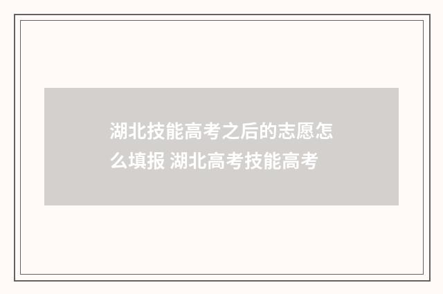 湖北技能高考之后的志愿怎么填报 湖北高考技能高考