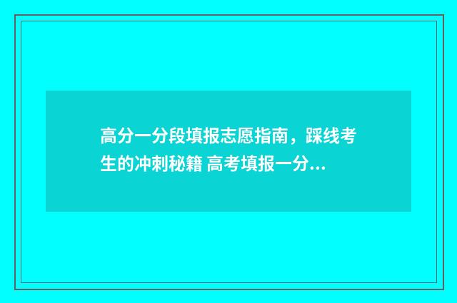 高分一分段填报志愿指南，踩线考生的冲刺秘籍 高考填报一分一段表