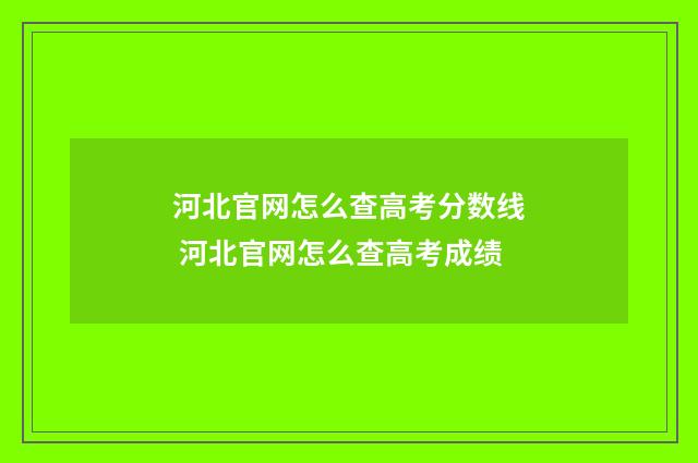 河北官网怎么查高考分数线 河北官网怎么查高考成绩