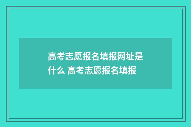 高考志愿报名填报网址是什么 高考志愿报名填报