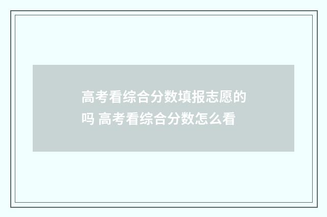 高考看综合分数填报志愿的吗 高考看综合分数怎么看