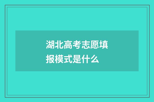 湖北高考志愿填报模式是什么