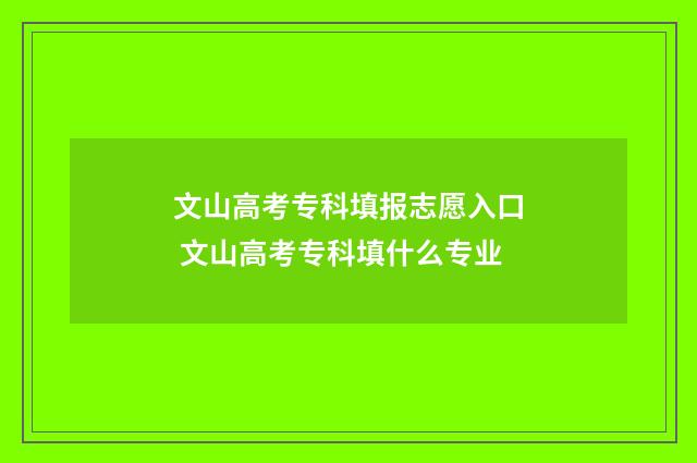 文山高考专科填报志愿入口 文山高考专科填什么专业