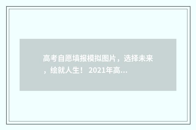 高考自愿填报模拟图片，选择未来，绘就人生！ 2021年高考自愿填报流程