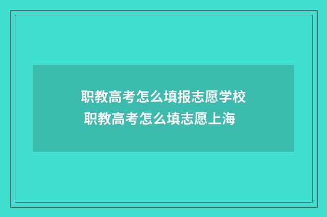 职教高考怎么填报志愿学校 职教高考怎么填志愿上海