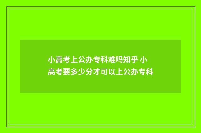 小高考上公办专科难吗知乎 小高考要多少分才可以上公办专科