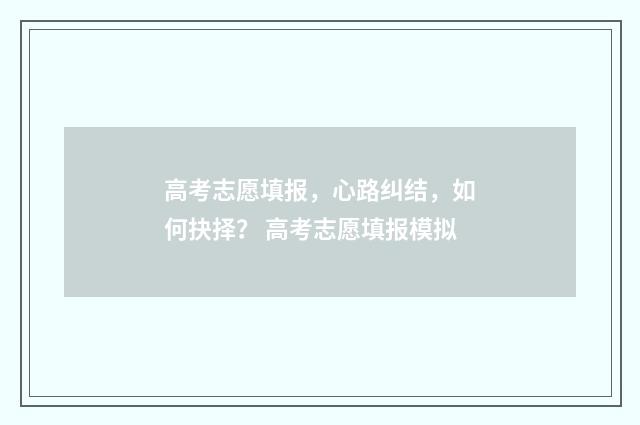 高考志愿填报，心路纠结，如何抉择？ 高考志愿填报模拟