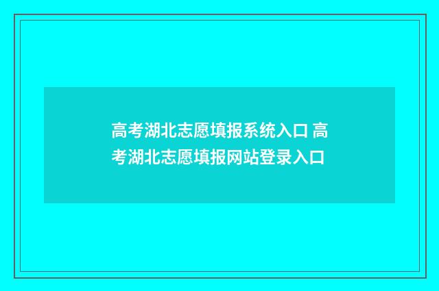 高考湖北志愿填报系统入口 高考湖北志愿填报网站登录入口