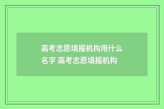高考志愿填报机构用什么名字 高考志愿填报机构