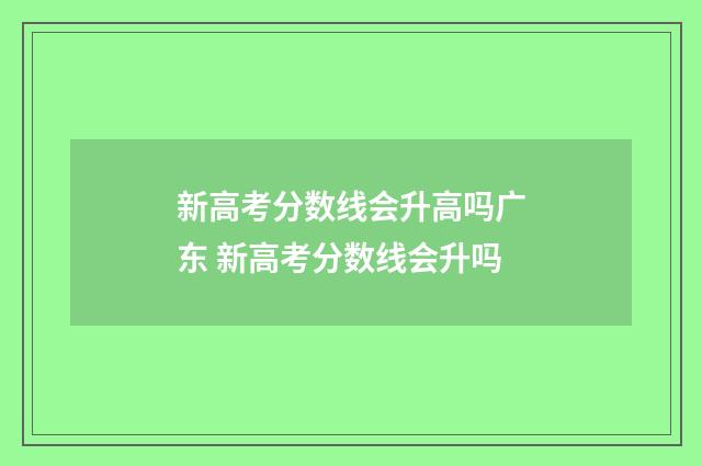 新高考分数线会升高吗广东 新高考分数线会升吗
