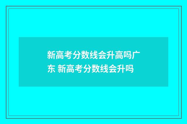 新高考分数线会升高吗广东 新高考分数线会升吗