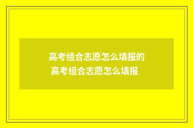 高考组合志愿怎么填报的 高考组合志愿怎么填报
