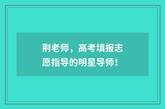 荆老师，高考填报志愿指导的明星导师！