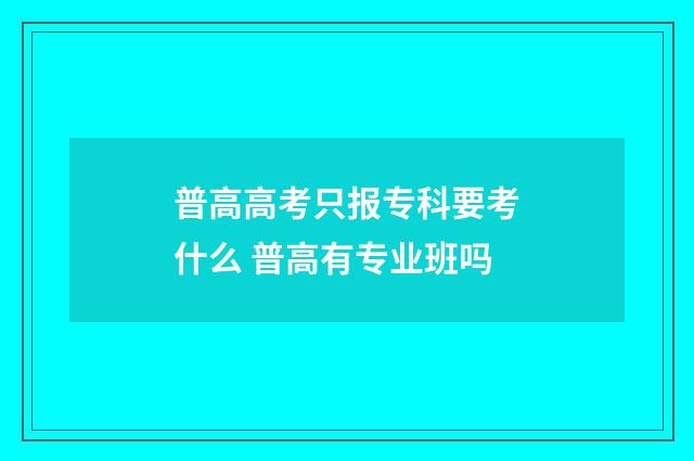 普高高考只报专科要考什么 普高有专业班吗
