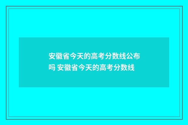 安徽省今天的高考分数线公布吗 安徽省今天的高考分数线