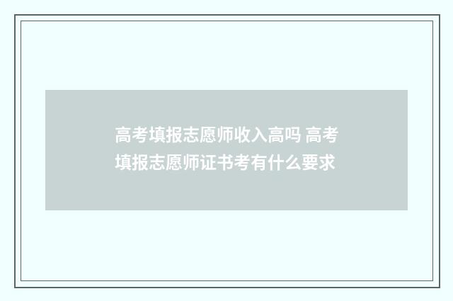 高考填报志愿师收入高吗 高考填报志愿师证书考有什么要求