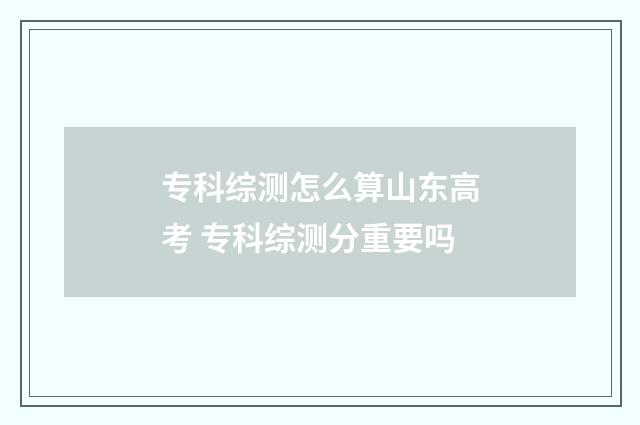 专科综测怎么算山东高考 专科综测分重要吗