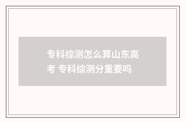 专科综测怎么算山东高考 专科综测分重要吗