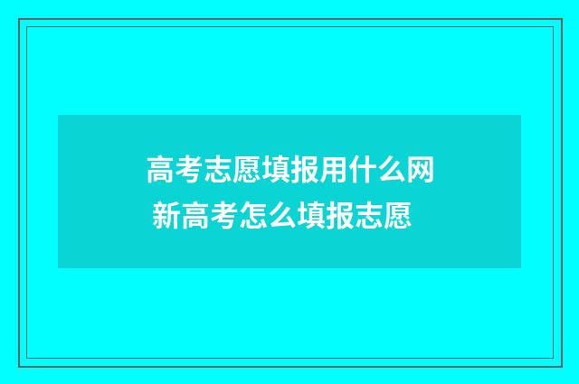 高考志愿填报用什么网 新高考怎么填报志愿