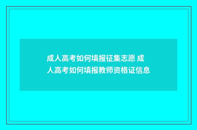 成人高考如何填报征集志愿 成人高考如何填报教师资格证信息