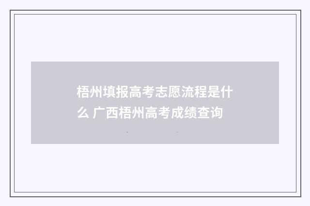 梧州填报高考志愿流程是什么 广西梧州高考成绩查询