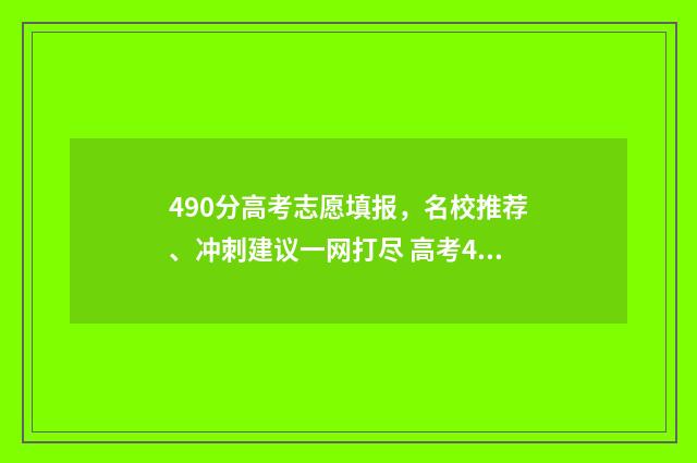 490分高考志愿填报，名校推荐、冲刺建议一网打尽 高考490分上什么学校