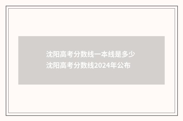 沈阳高考分数线一本线是多少 沈阳高考分数线2024年公布