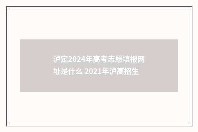 泸定2024年高考志愿填报网址是什么 2021年泸高招生