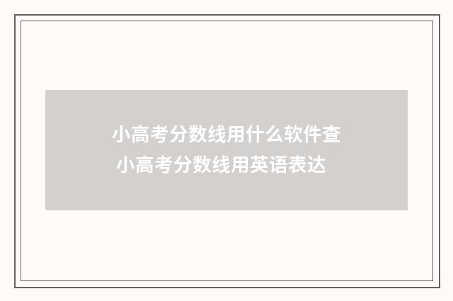 小高考分数线用什么软件查 小高考分数线用英语表达