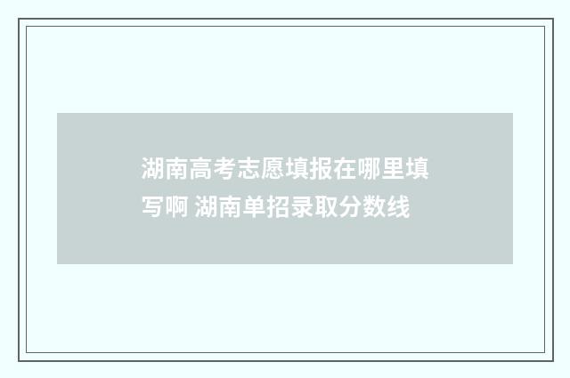 湖南高考志愿填报在哪里填写啊 湖南单招录取分数线