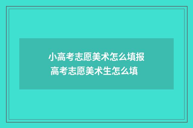 小高考志愿美术怎么填报 高考志愿美术生怎么填