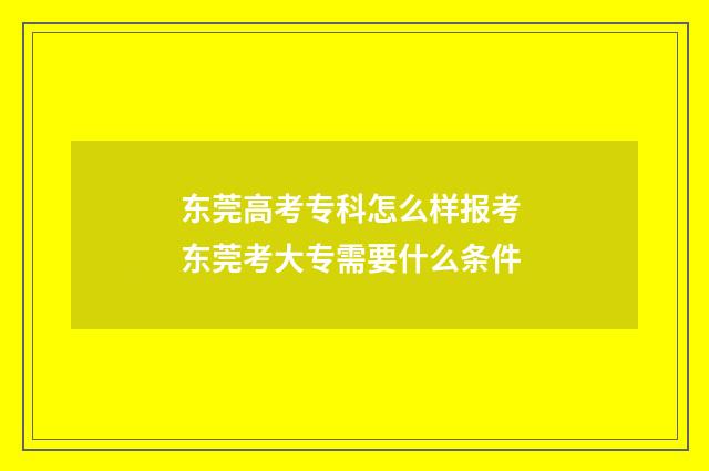 东莞高考专科怎么样报考 东莞考大专需要什么条件