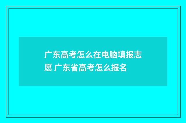 广东高考怎么在电脑填报志愿 广东省高考怎么报名