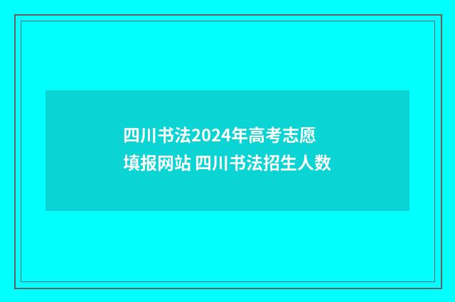 四川书法2024年高考志愿填报网站 四川书法招生人数