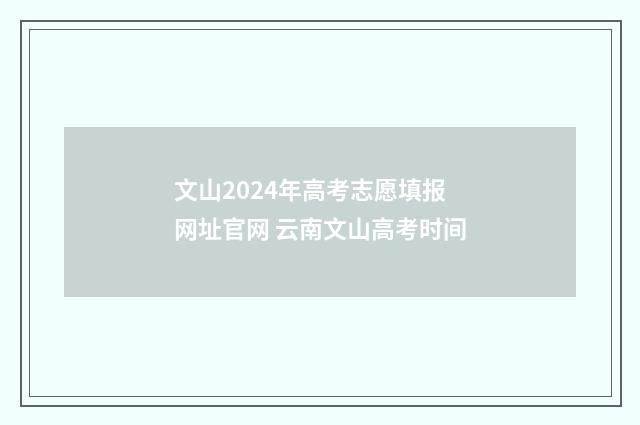 文山2024年高考志愿填报网址官网 云南文山高考时间