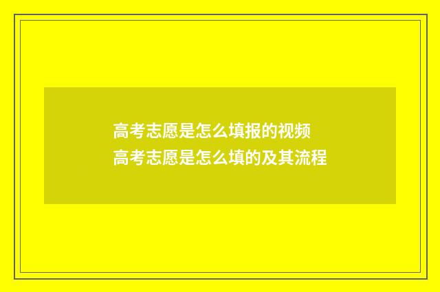 高考志愿是怎么填报的视频 高考志愿是怎么填的及其流程