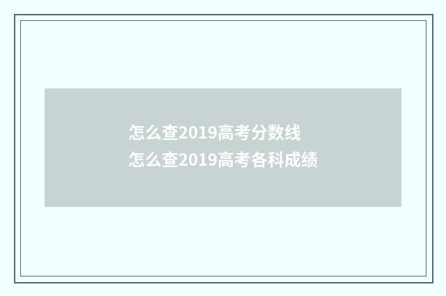 怎么查2019高考分数线 怎么查2019高考各科成绩