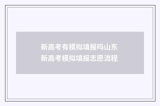 新高考有模拟填报吗山东 新高考模拟填报志愿流程