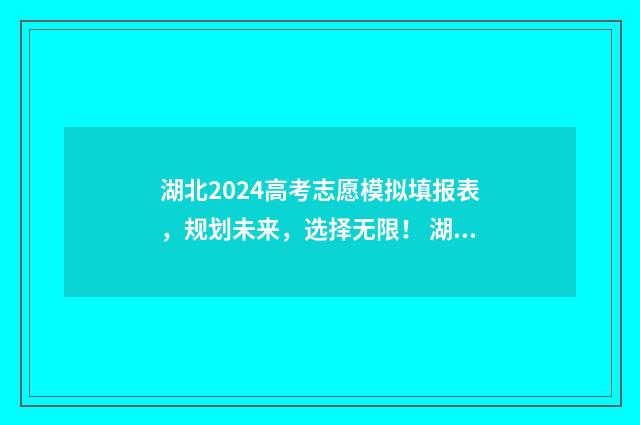 湖北2024高考志愿模拟填报表，规划未来，选择无限！ 湖北2024高考志愿填报时间