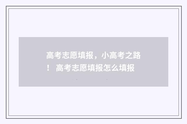 高考志愿填报，小高考之路！ 高考志愿填报怎么填报